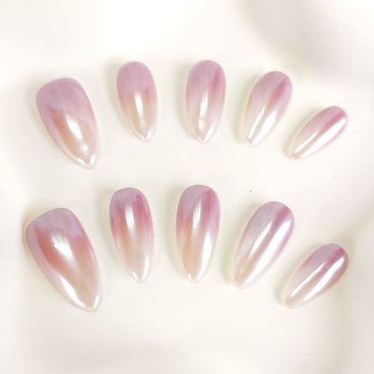 PO120 white ombre glazed donut press on nails