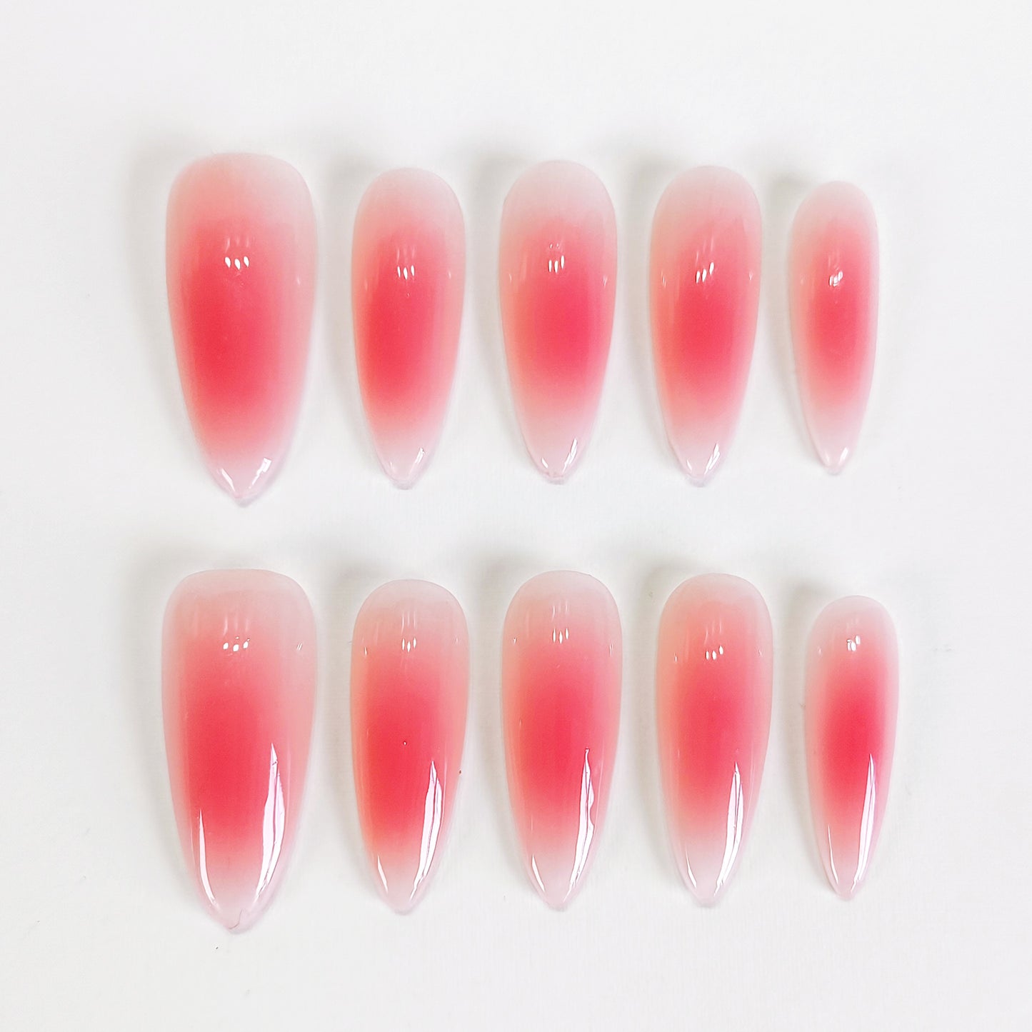 PO123 red aura long stiletto press on nails