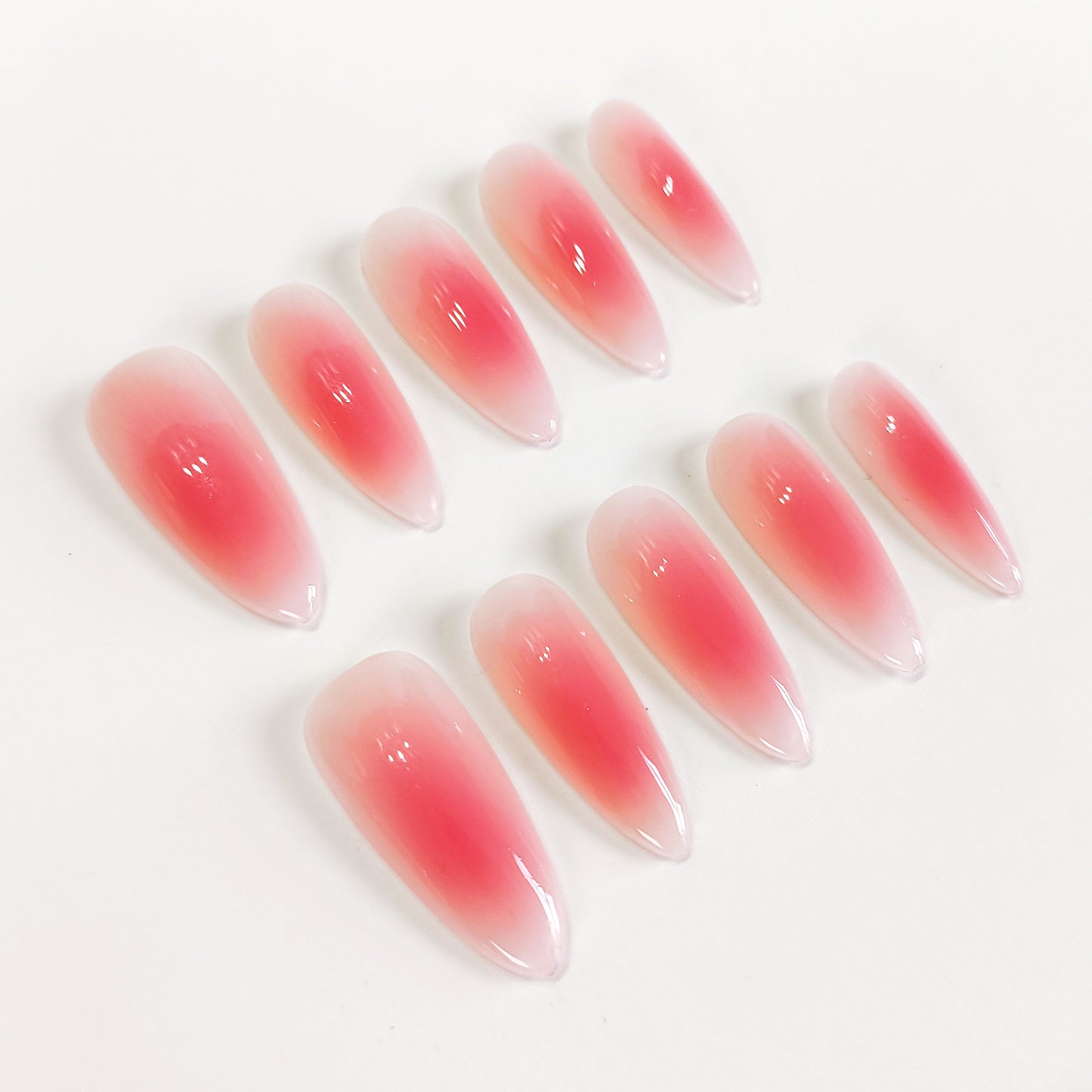 PO123 red aura long stiletto press on nails