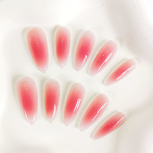 PO123 red aura long stiletto press on nails