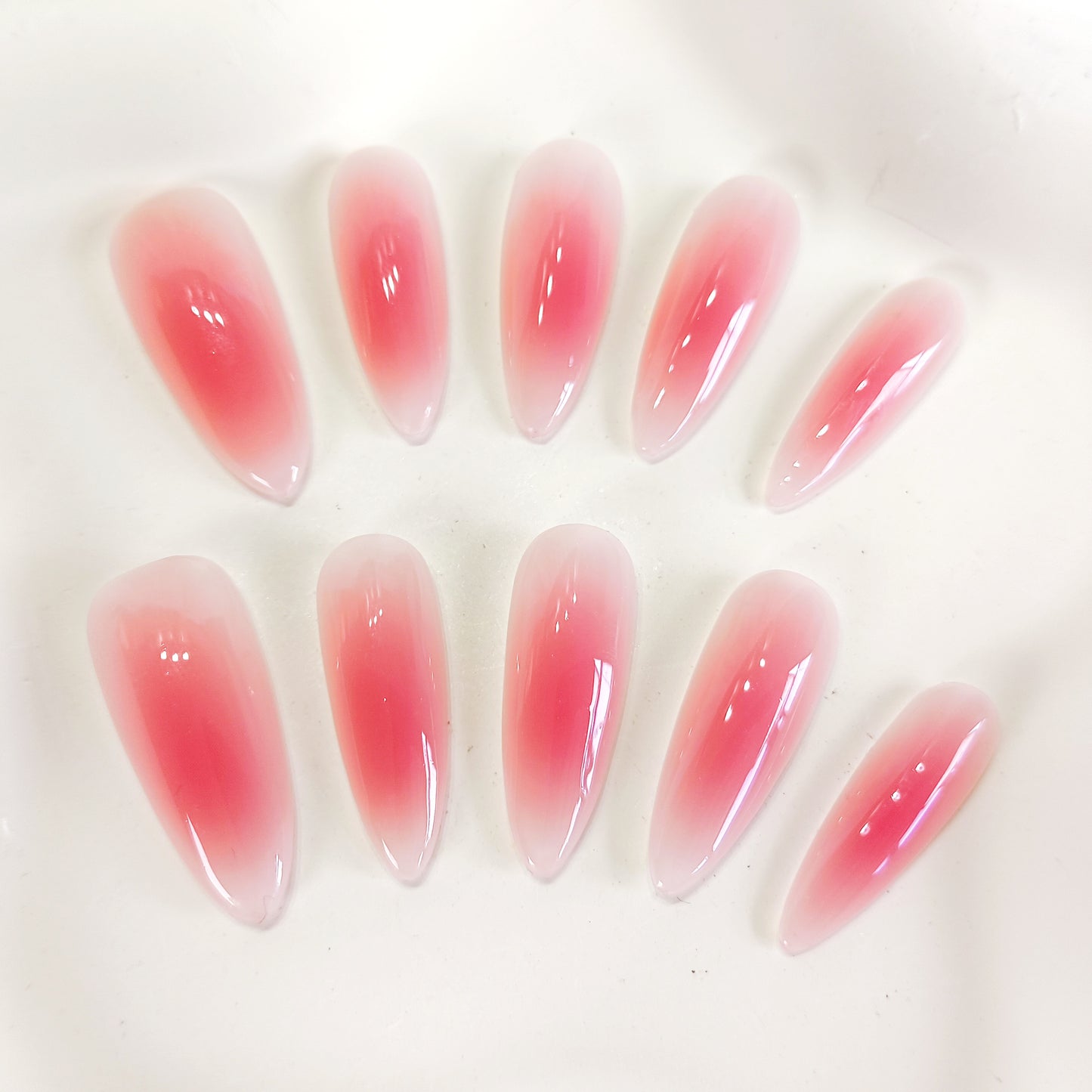 PO123 red aura long stiletto press on nails