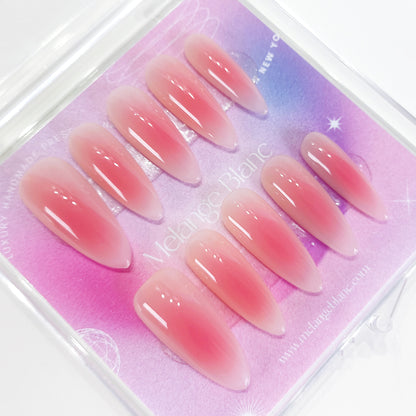 PO123 red aura long stiletto press on nails
