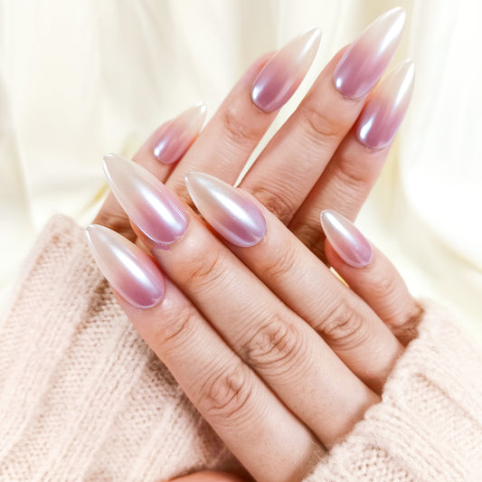 PO120 white ombre glazed donut press on nails