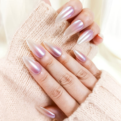 PO120 white ombre glazed donut press on nails