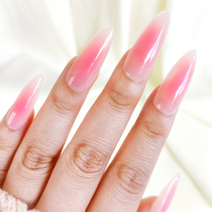 PO123 red aura long stiletto press on nails