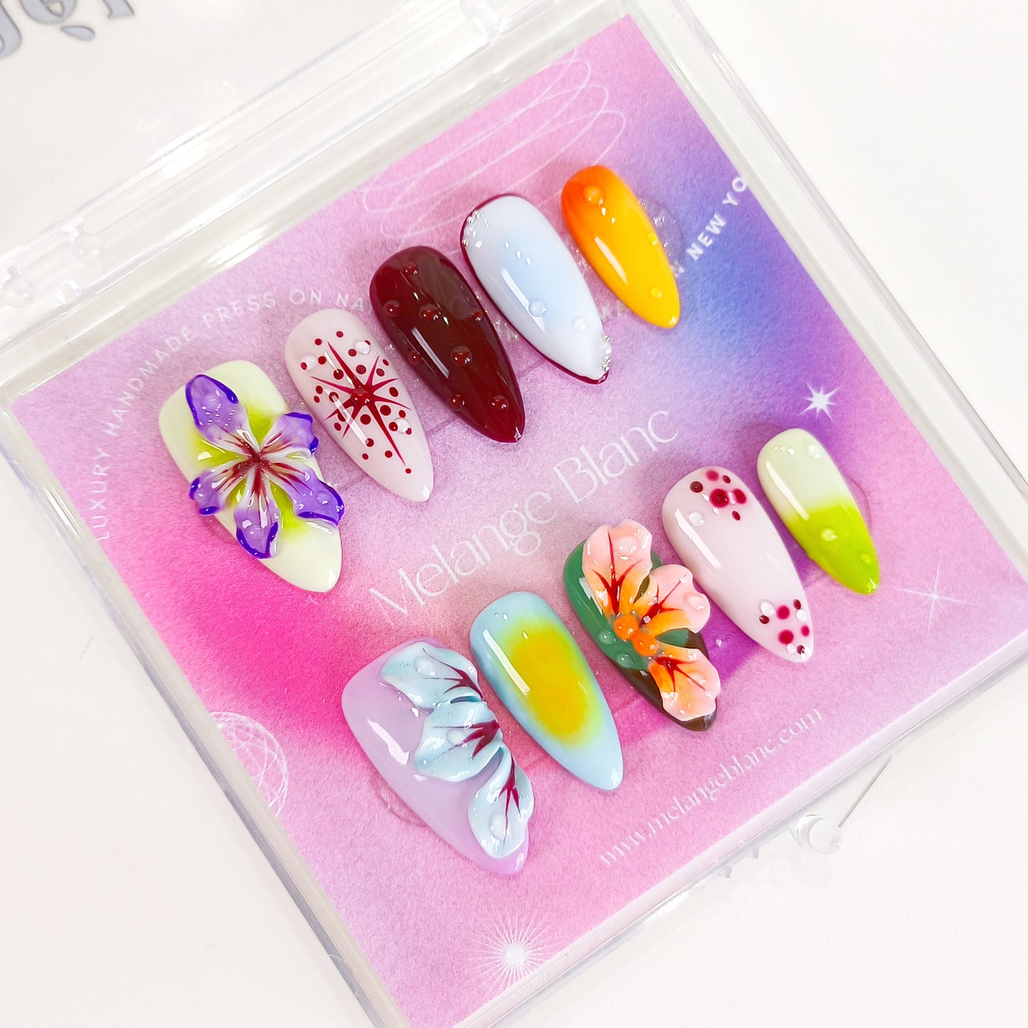 Blooming 3d flower press on nails