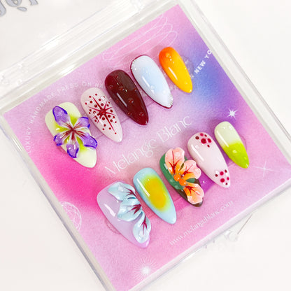 Blooming 3d flower press on nails