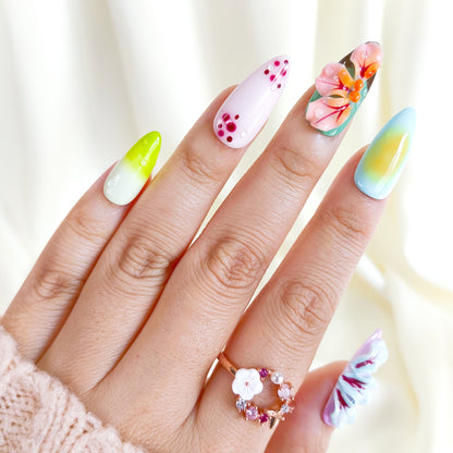 Blooming 3d flower press on nails