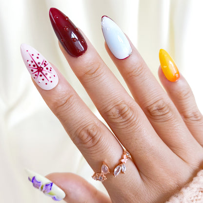 Blooming 3d flower press on nails