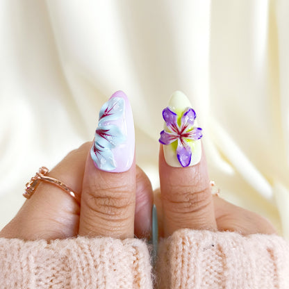 Blooming 3d flower press on nails