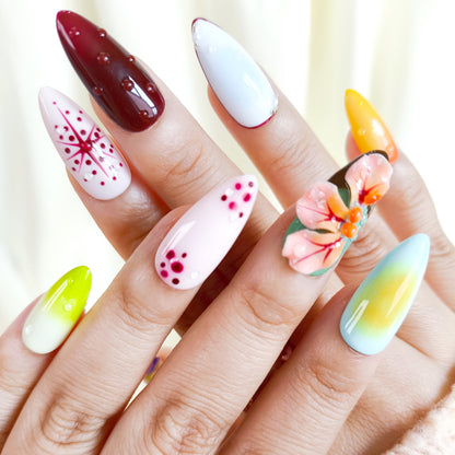 Blooming 3d flower press on nails