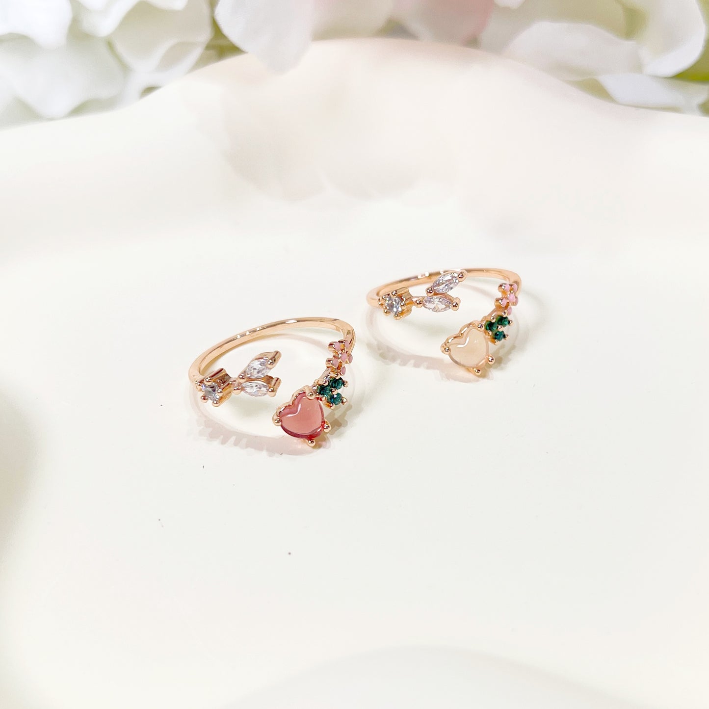 R014 heart flower adjustable open ring sale
