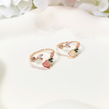 R014 heart flower adjustable open ring sale
