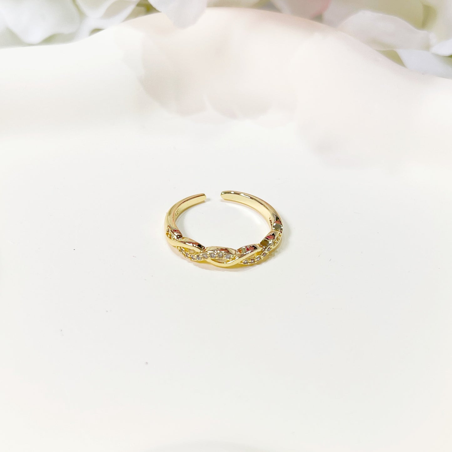 R028 gold infinity paved adjustable ring sale