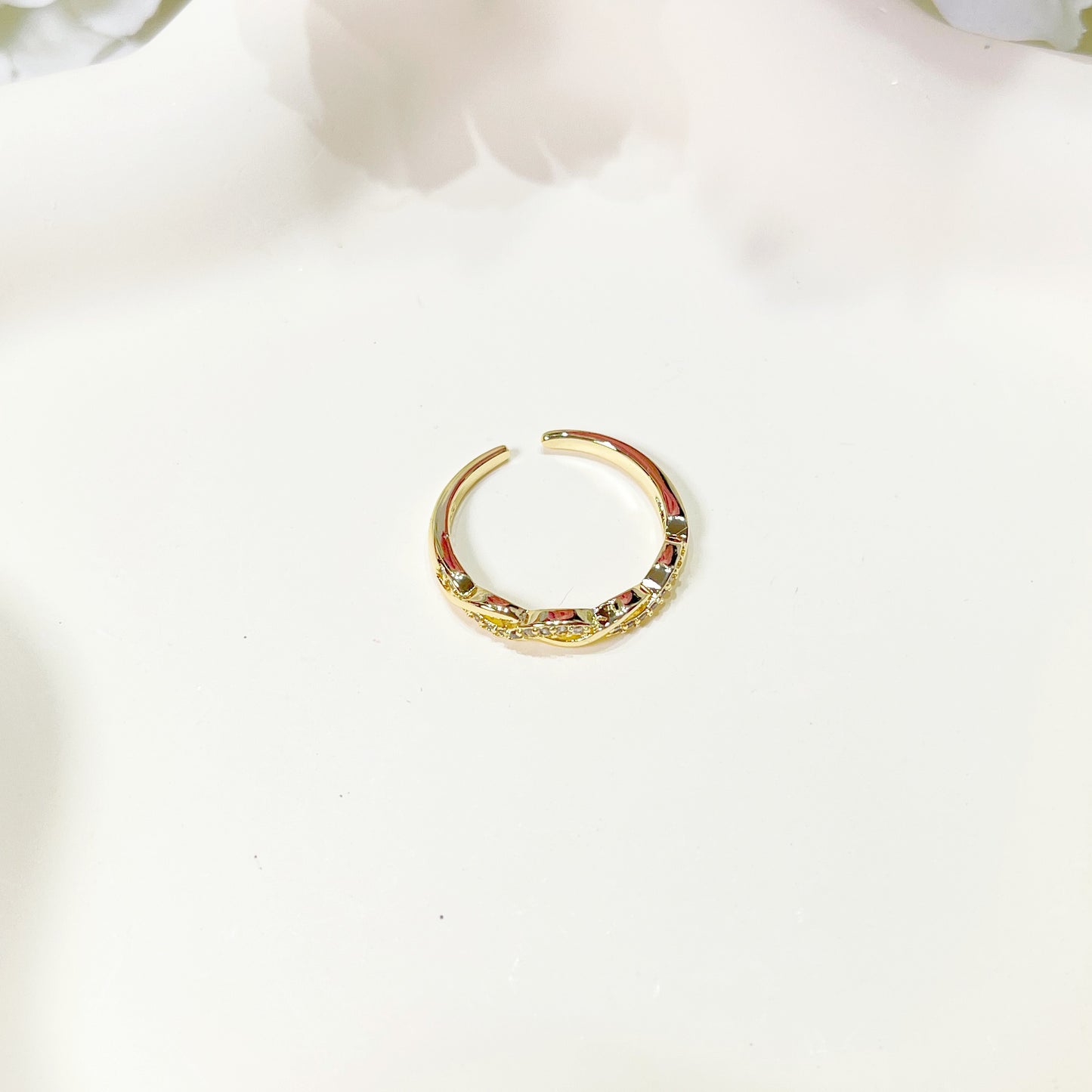 R028 gold infinity paved adjustable ring sale