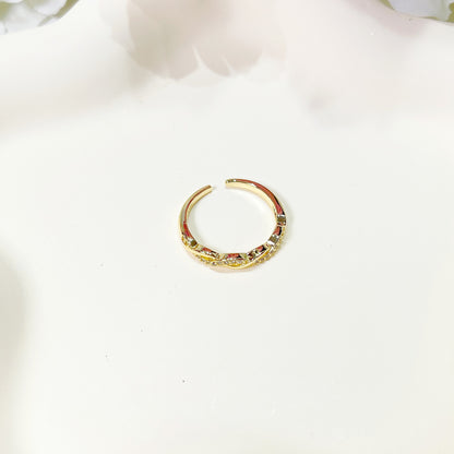 R028 gold infinity paved adjustable ring sale