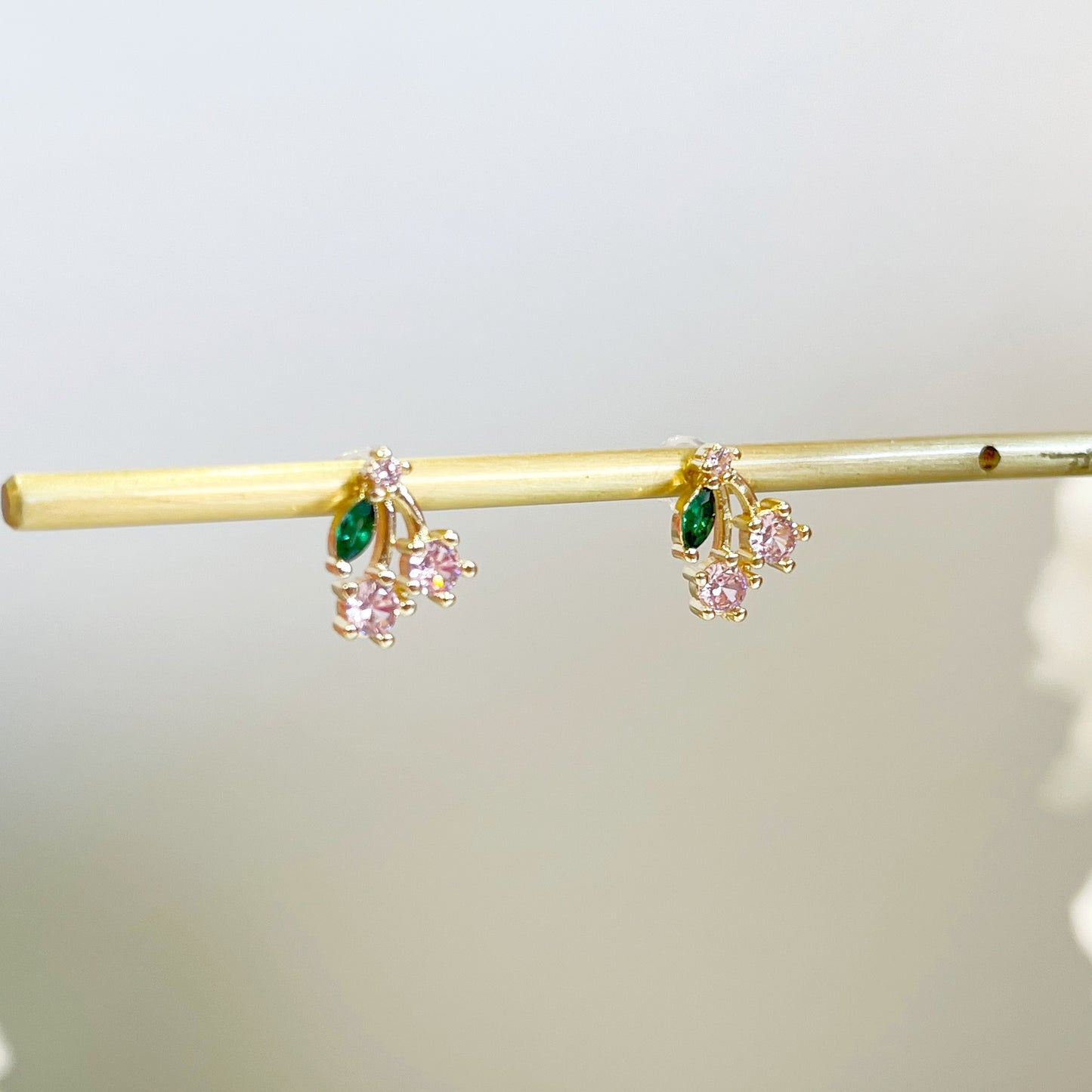 E103 cute cherry fruit stud earrings