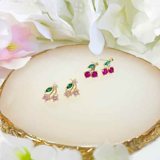 E103 cute cherry fruit stud earrings