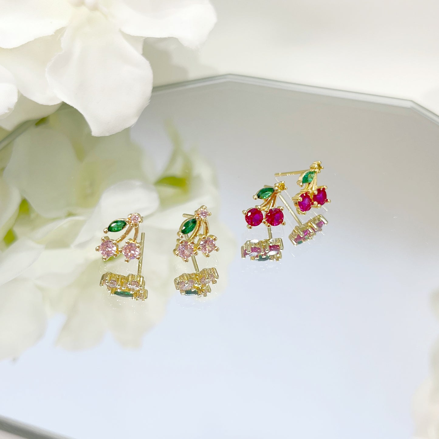 E103 cute cherry fruit stud earrings