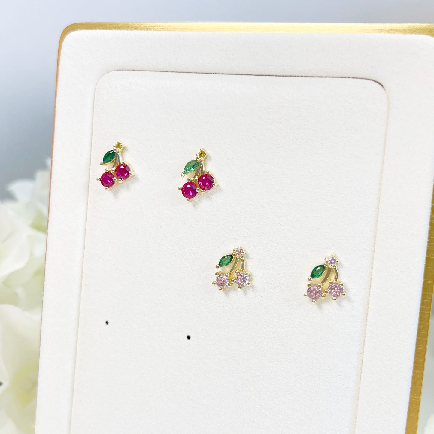 E103 cute cherry fruit stud earrings