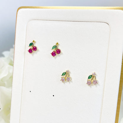E103 cute cherry fruit stud earrings