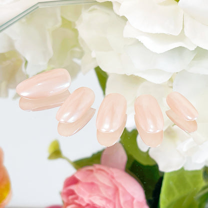 PO004 pearl white solid color press on nails