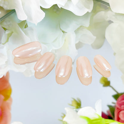 PO004 pearl white solid color press on nails