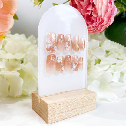 PO002 blush pink flower press on nails