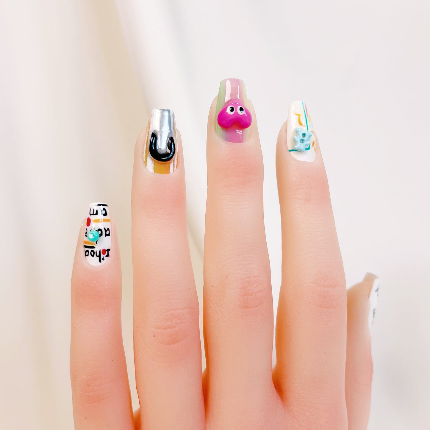 PO022 3D art colorful graffiti coffin press on nails