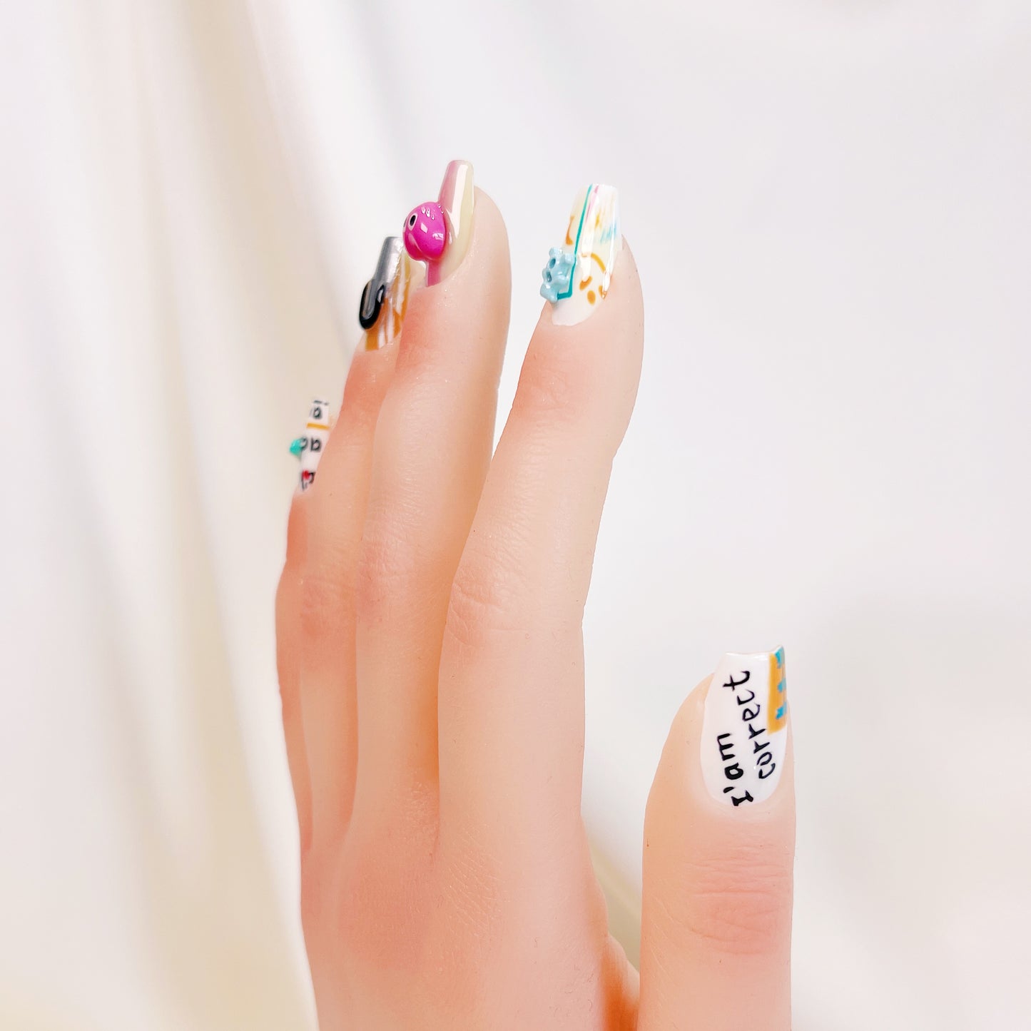 PO022 3D art colorful graffiti coffin press on nails