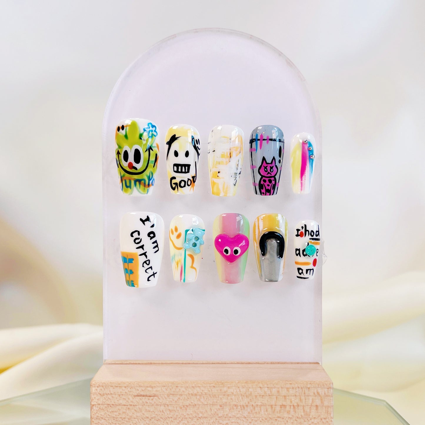 PO022 3D art colorful graffiti coffin press on nails