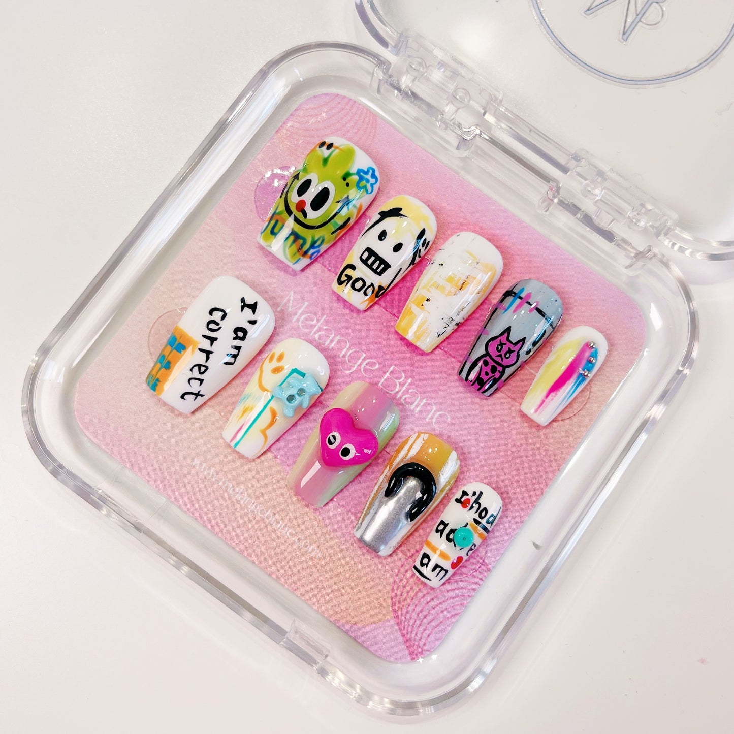 PO022 3D art colorful graffiti coffin press on nails