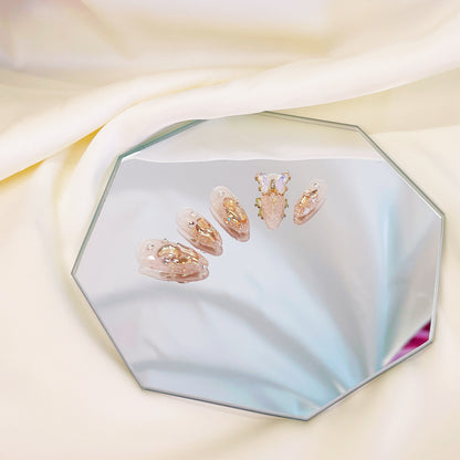 PO023 3D crystal butterfly rhinestone gem glitter press on nails