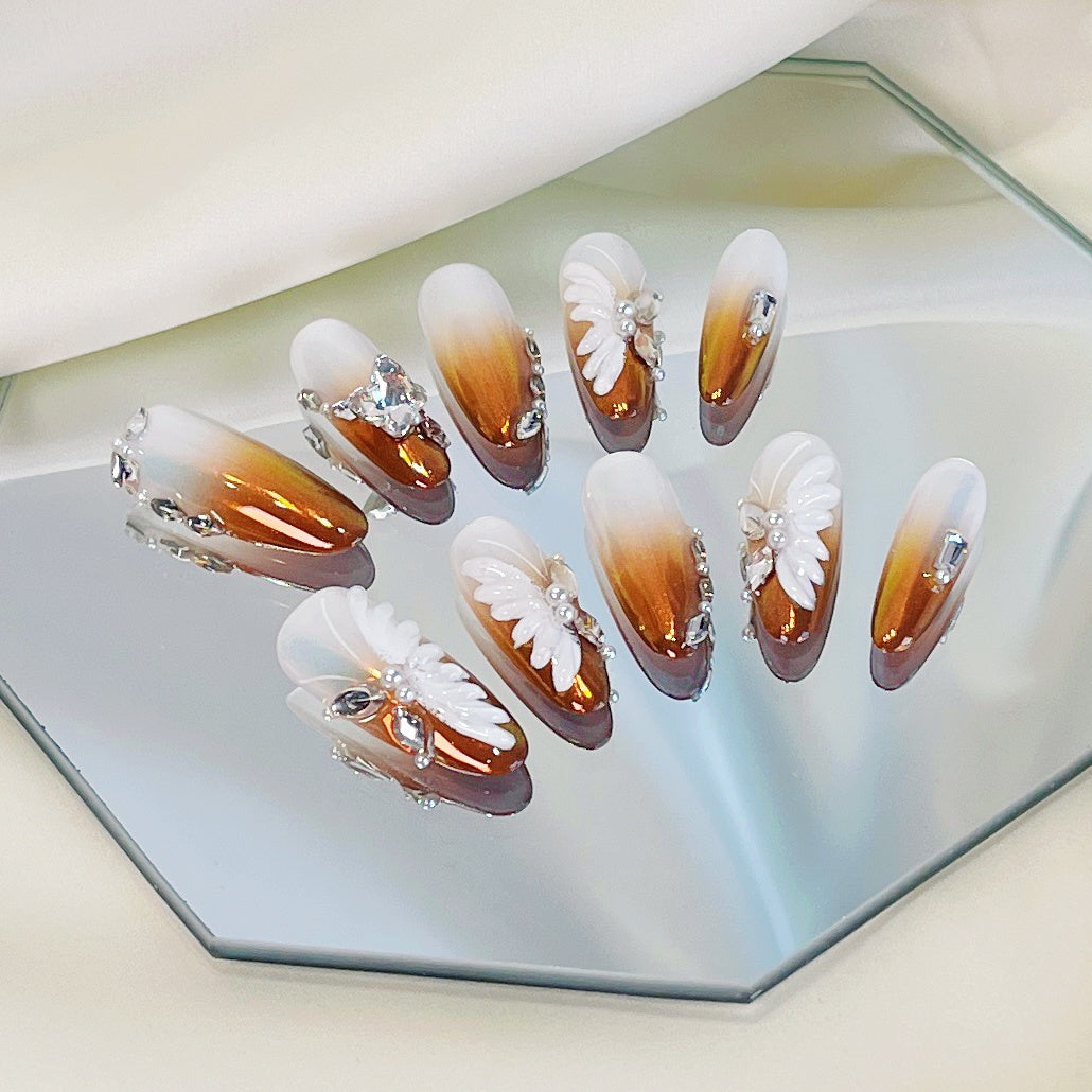 PO027 two tone ombre gradient butterfly press on nails