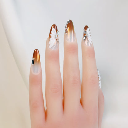 PO027 two tone ombre gradient butterfly press on nails