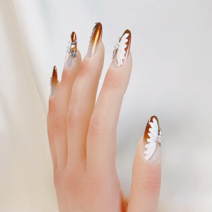 PO027 two tone ombre gradient butterfly press on nails