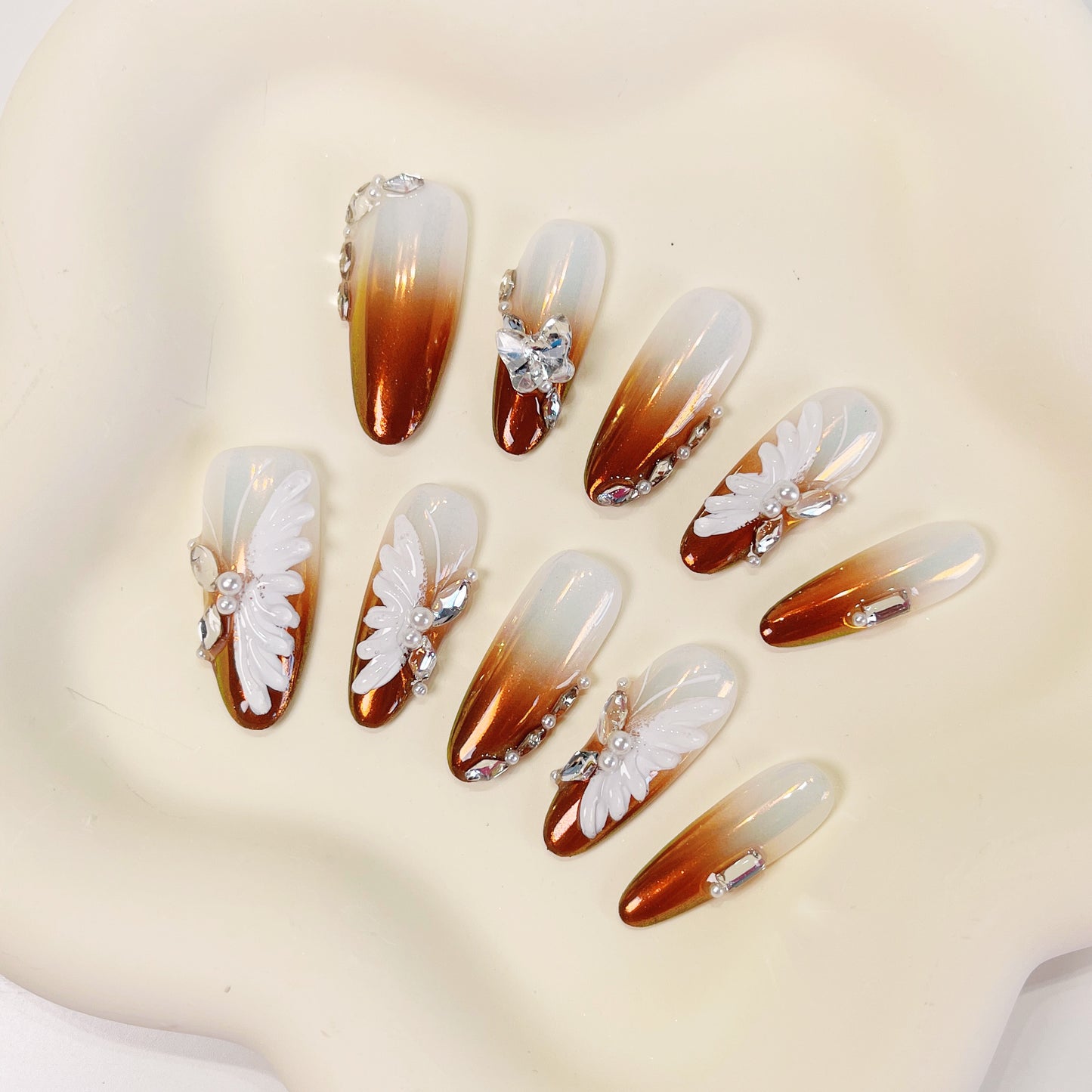PO027 two tone ombre gradient butterfly press on nails