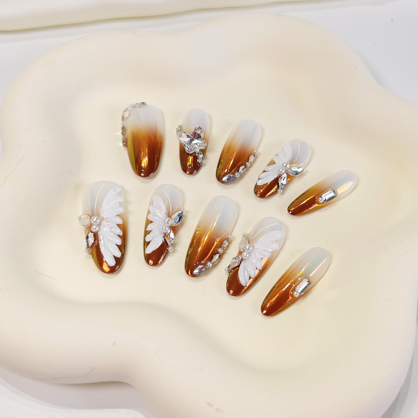 PO027 two tone ombre gradient butterfly press on nails
