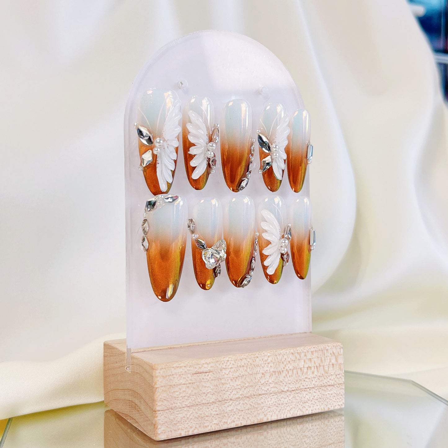 PO027 two tone ombre gradient butterfly press on nails