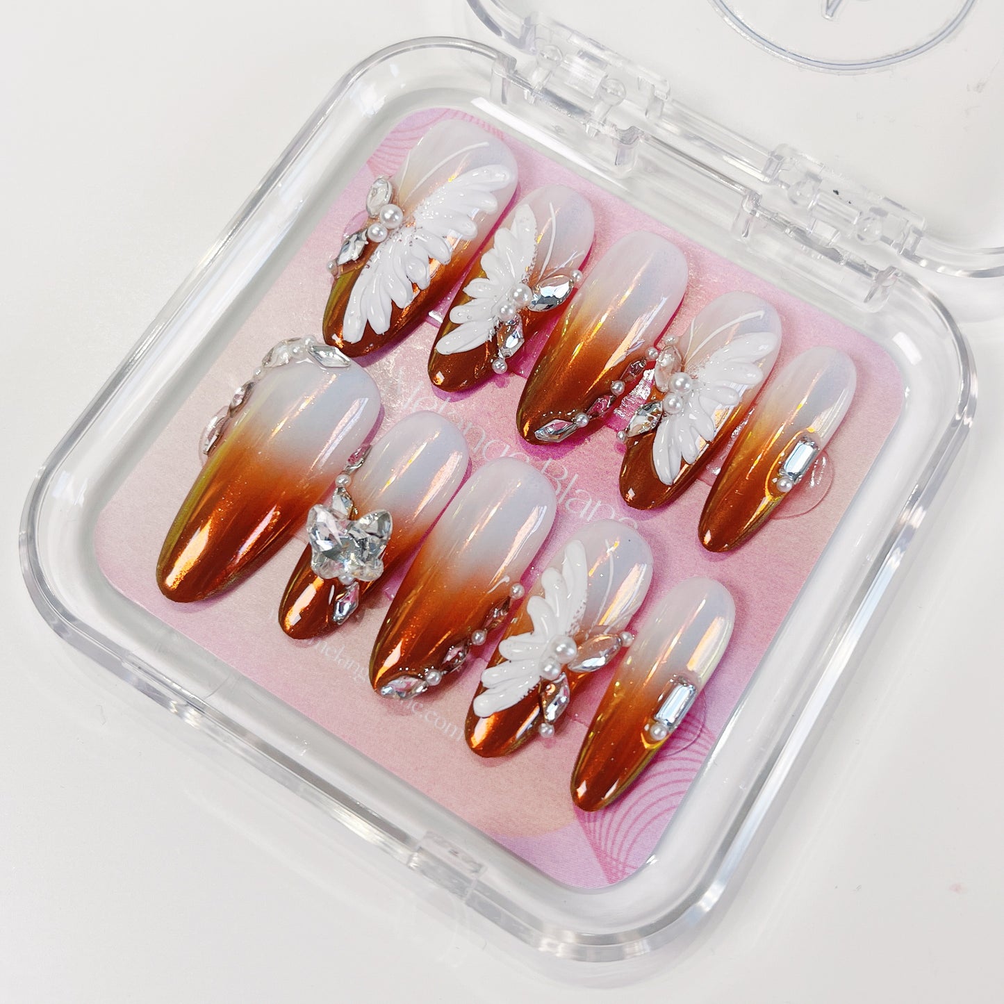 PO027 two tone ombre gradient butterfly press on nails