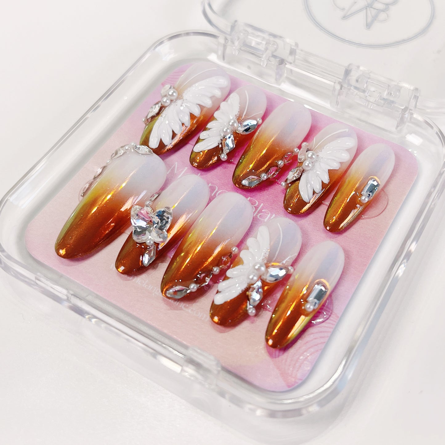 PO027 two tone ombre gradient butterfly press on nails