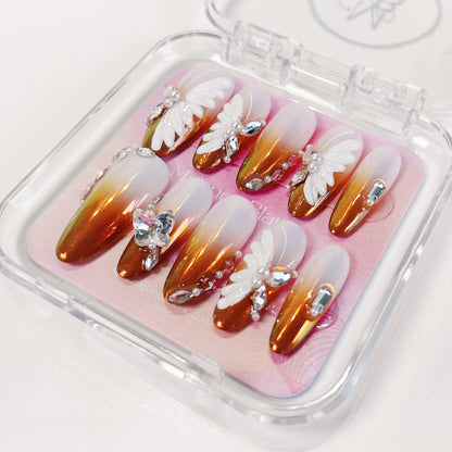 PO027 two tone ombre gradient butterfly press on nails