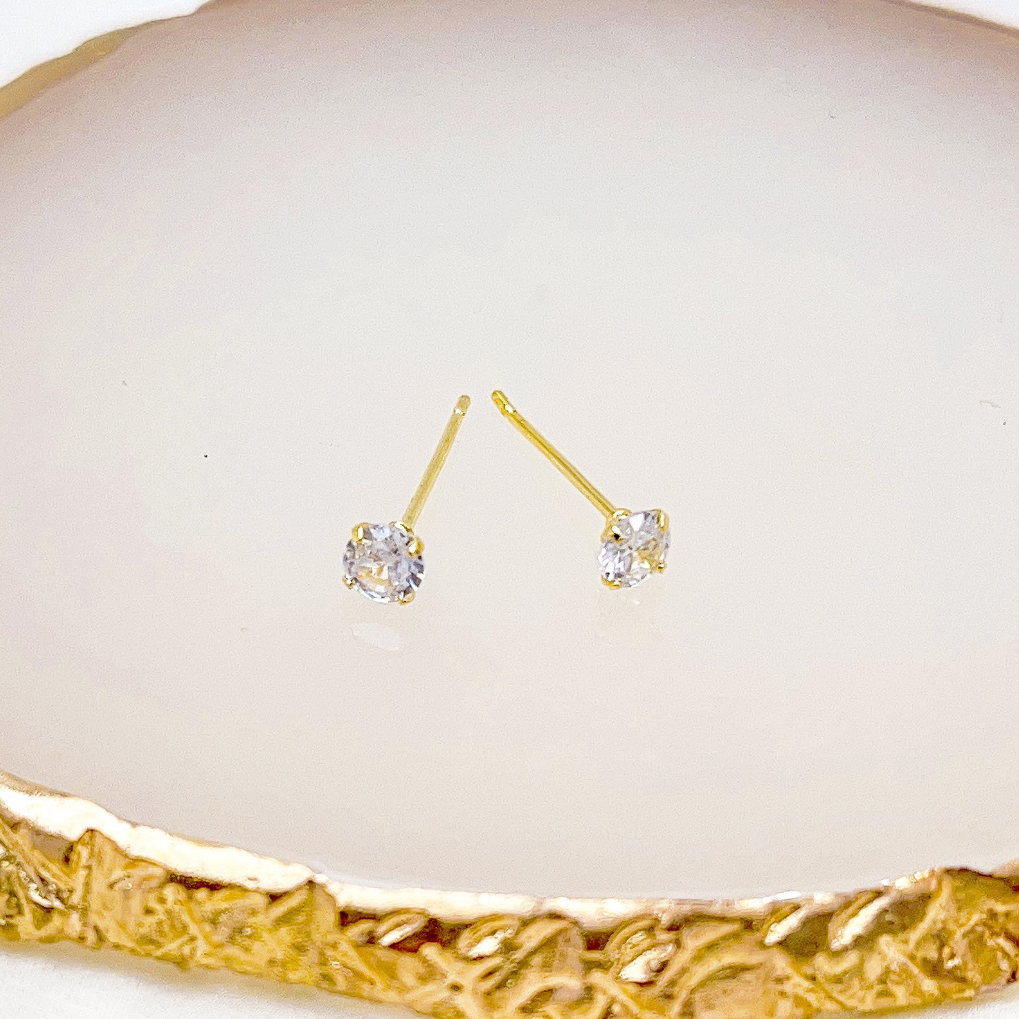 Gold vermeil E107 cz diamond stud earrings