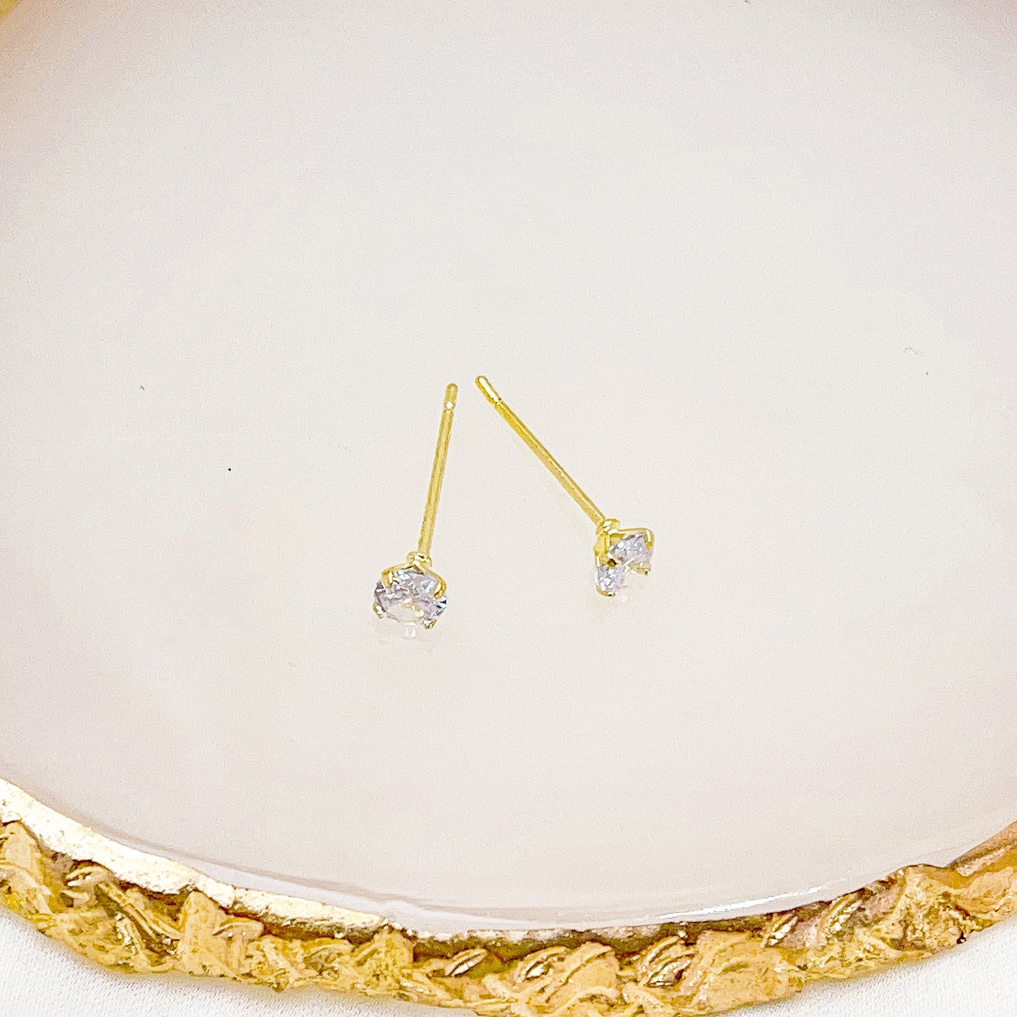 Gold vermeil E107 cz diamond stud earrings