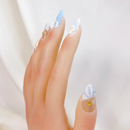 PO043 3D mermaid seashell press on nails