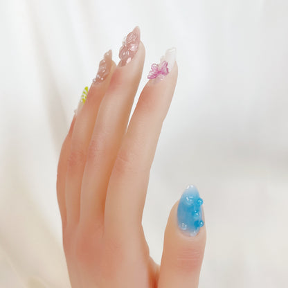 PO044 3D butterfly flower press on nails