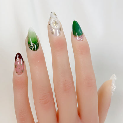 PO049 3d holiday christmas flower press on nails
