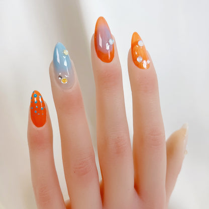 PO062 3d colorful ombre aurora press on nails