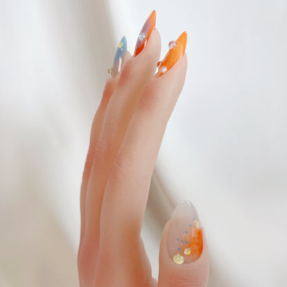 PO062 3d colorful ombre aurora press on nails