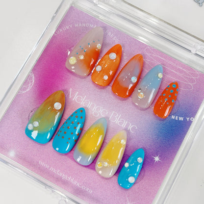 PO062 3d colorful ombre aurora press on nails